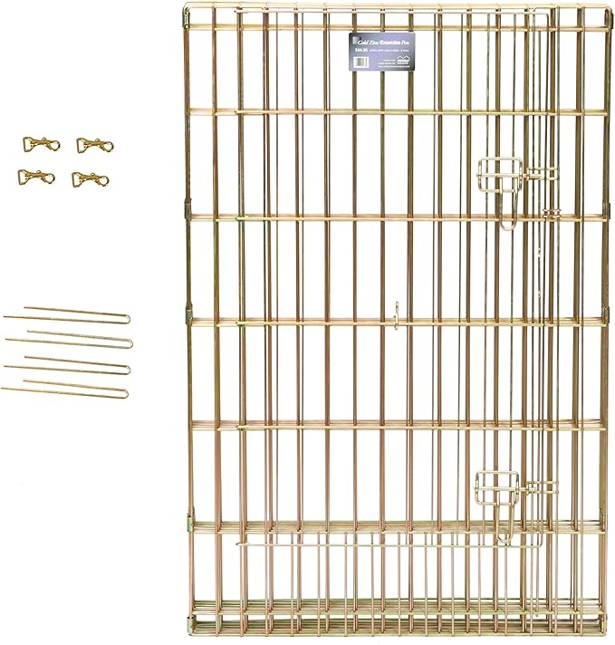 MidWest Homes for Pets Folding Metal Dog Exercise Pen, Indoor/Outdoor Playpen with Door, 16 Sq Feet of Play Space, 48-Inches Tall, Gold Zinc
