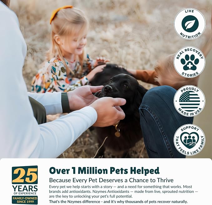 Nzymes Antioxidant Treats - for Dogs Joints, HIPS, Paralysis, Skin, Coat, Hair Loss, Aging, Digestion, Neurological, Seizures - 360 Treats - Made in The USA