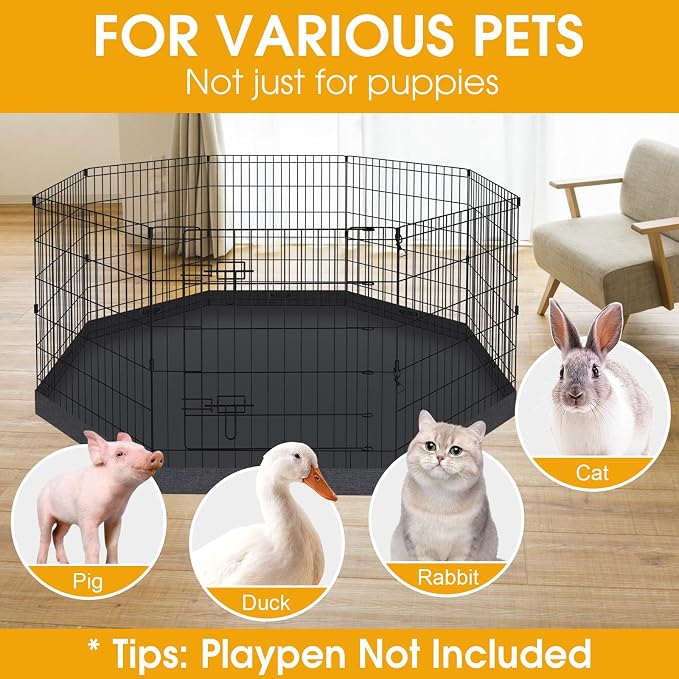 Artmeer Dog Playpen Bottom Pad Cover, Waterproof 600D Oxford Replacement Floor Mat for 24 Inch Wide 8 Panel Octagonal Pet Exercise Pen, Indoor Outdoor, Black, Playpen Not Included