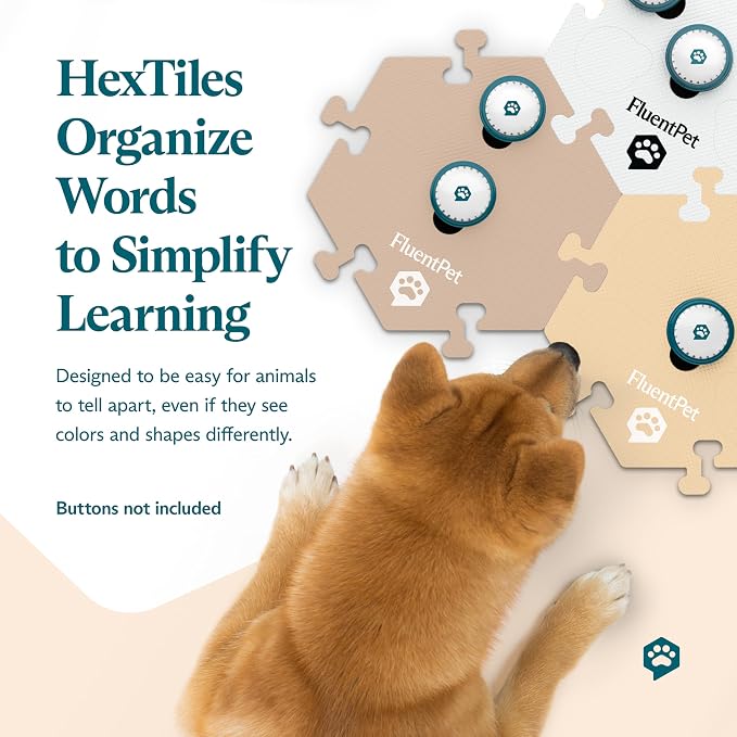 HexTile Dog & Cat Button Learning Kit, Medium Beige