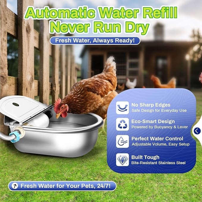 Automatic Animal Drinking Water Bowl with Float Valve, Extended Pipe & Drain Hole, for Livestock