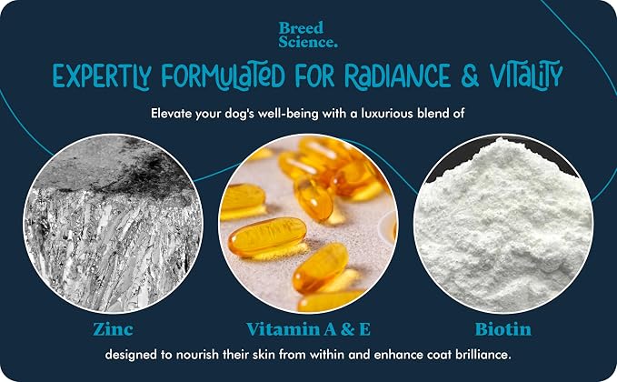 Skin and Coat Supplement Powder for Small Dogs- Anti Allergy Treatment and Itching Relief- with Vitamins A, E and Biotin - Care Products and Shedding Control Supplements for Itchy Pets