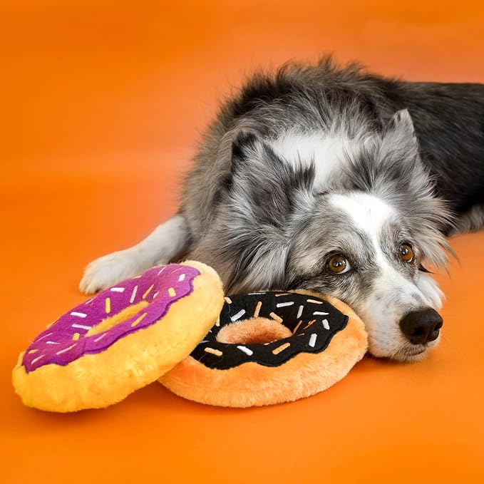 ZippyPaws Donutz for Small and Medium Dogs - Pumpkin Spice Donut | No Stuffing Dog Toys to Keep Them Busy, Squeaky Pet Toy for Boredom, Unstuffed Chew Toy, Soft Plush Puppy Products
