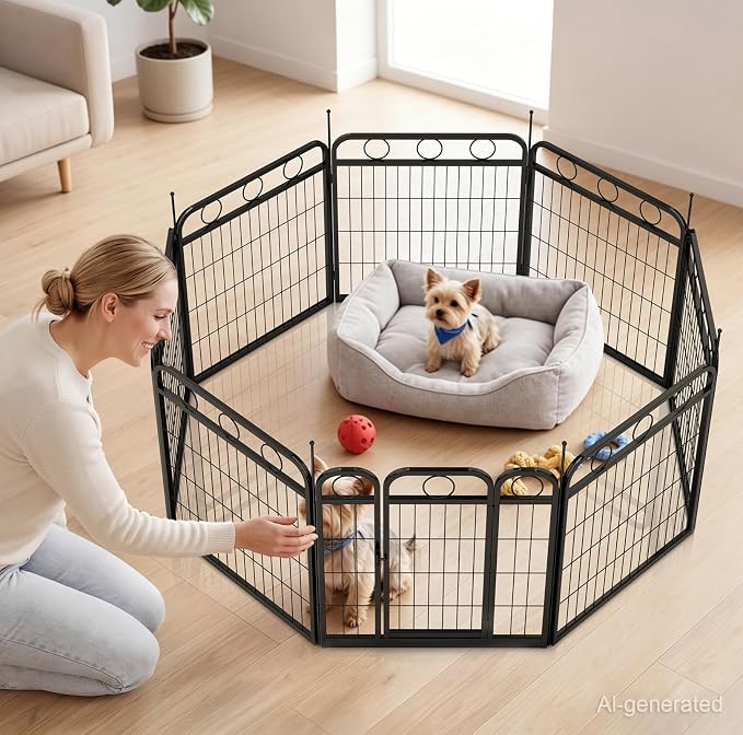 Metal Dog Playpen with Door, 24in 12 Panels