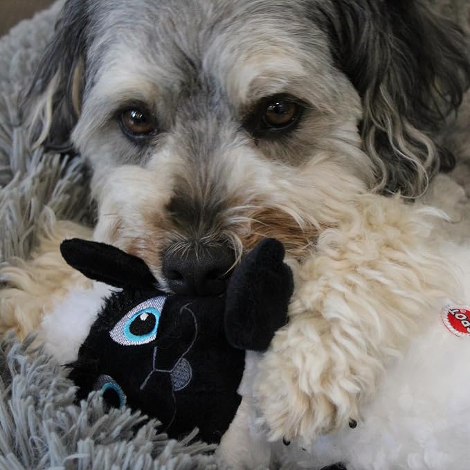 SPOT Baa Baa Black Sheep Plush Dog Toy - Cute and Cuddly Fleece Toy with Squeaker for Medium to Large Dogs and Puppies, 13in Black and White Lamb