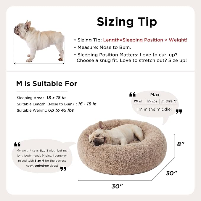 Bedsure Calming Dog Bed Medium Size Dog Donut Washable Pet Bed,30in 2 Pack