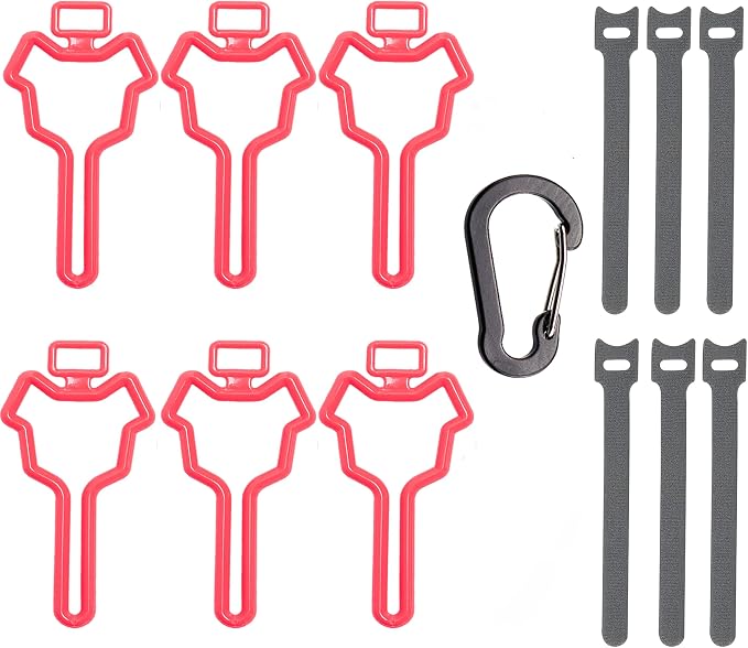 Dog Poop Bag Holder, Waste Bag Holder, Dog Poop Bag Carrier, Hand Free Holder (6 pack, Red)