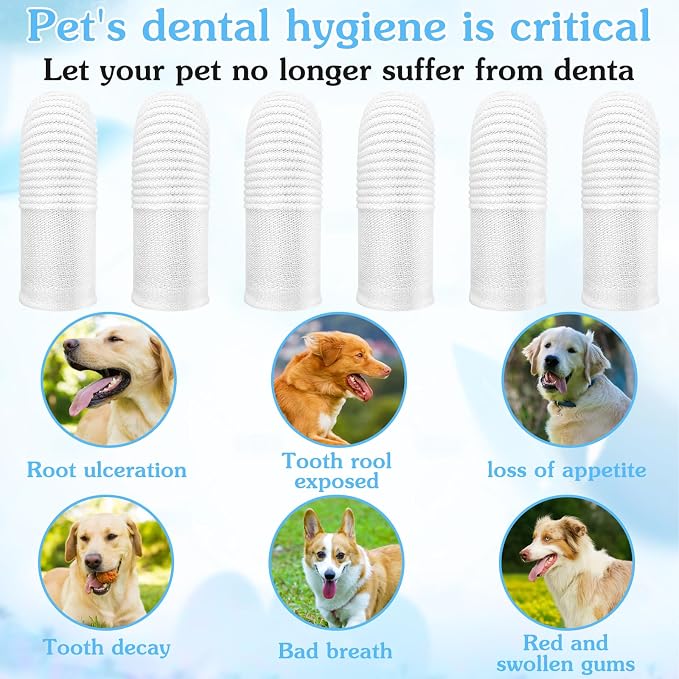 CIATBYYJ 30Pcs Dog Toothbrush Finger, Soft Fabric Finger Toothbrush for Dogs Cats, Washable & Reusable Cat Teeth Cleaning Wipes Toothbrushes Fingers Dental Wipes Care Remove Stain