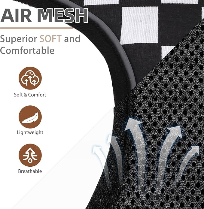PUPTECK Soft Mesh Dog Harness and Leash Set Pet Puppy Cat Comfort Padded Vest No Pull Harnesses, Checkered Black&White, M