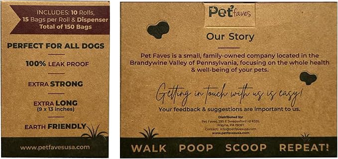 Pet Faves Eco-friendly Dog Poop Bags -100% Leak-Proof, Strong and Extra Long Doggie Poop Bags for Dogs and Cats waste bag, Lavender Scented - 150 Bags (1 pack)