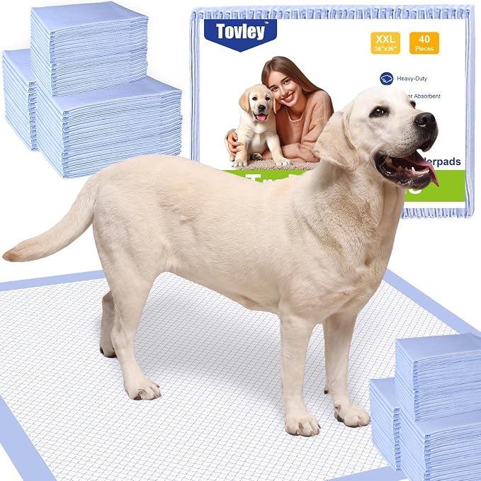 Dog Pee Pads Extra Large 36x36 Inches, 20 Count – Extra Thick 6-Layer Heavy Duty Holds Up to 12 Cups, Quick-Dry Leak-Proof Disposable Potty Training Pads for Dogs Cats (20 Count)