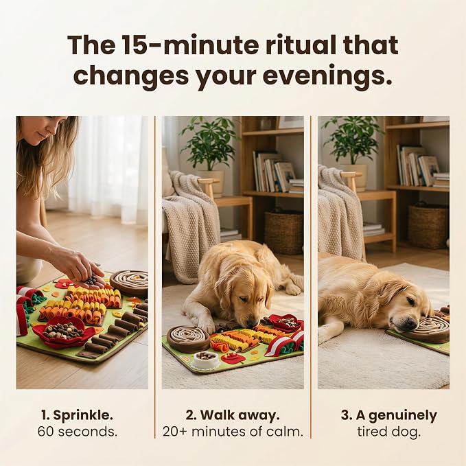 Snuffle Mat for Dogs - XL 32x20 Foraging & Slow Feeder Puzzle | Sniff mat for dogs & Interactive puzzle toy for mental stimulation. Washable dog enrichment toy for large breeds.