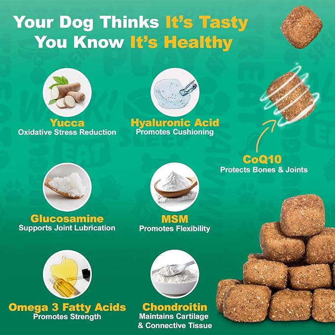 Doggie Dailies Hip & Joint Chews for Dogs, Chicken, All Breeds, 225 Count