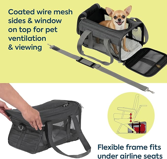 Sherpa Original Deluxe Travel Pet Carrier, Airline Approved, Charcoal Gray, Small