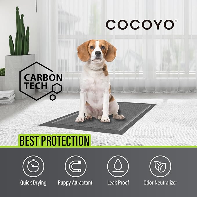 COCOYO Charcoal Dog Pee Pads Extra Large 35“x40”,Dog Training Pads Giant Size, Disposable Urine Bed Pads for Odor-Control, Training Liners for Housebreaking (30 Counts)