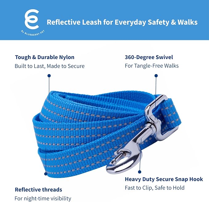 Blueberry Pet Dog Harness and Leash Set, Puppy Essentials for Large Dogs, Medium Sized Dogs, and Puppies, Reflective Dog Collar, Leash 4 ft, Harness, French Blue, Award Winning Brand