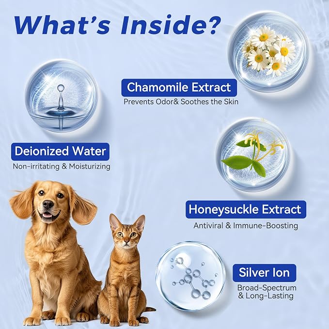 Wellix Pet Ear Cleaner Wipes, Chamomile Honeysuckle, 100 Count (2 Packs)