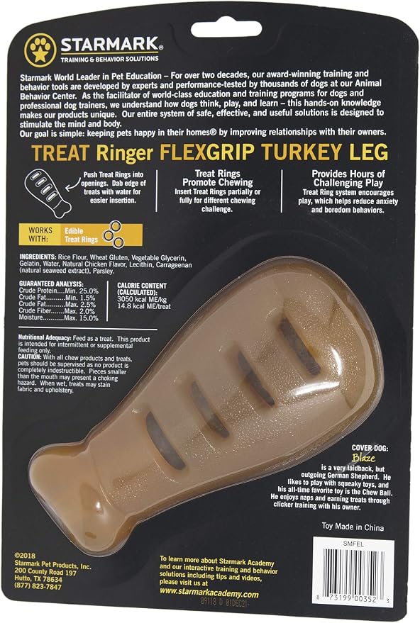 Starmark Treat Ring FlexGrip Turkey Leg Chew Toy for Dogs
