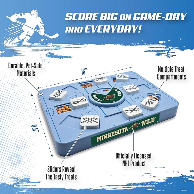 Pets First NHL Minnesota Wild Large Puzzle Toy, New Size, Interactive Dog Treat & Slow Feeding Toy