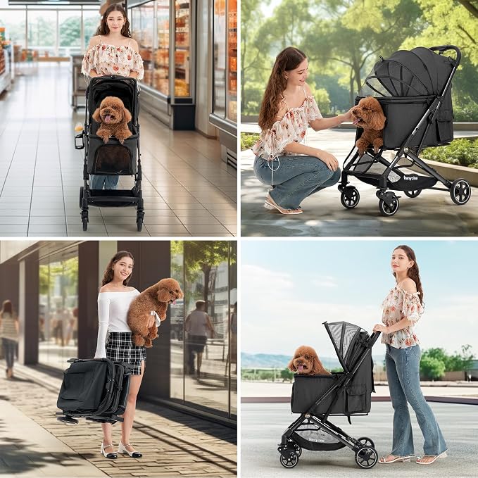 Kenyone Medium Dog Stroller - Up to 55lbs, No Zip Entry