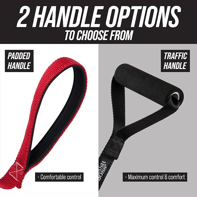 Leash Boss Traffic Handler - Short Dog Leash with Traffic Handle for Large Dogs - Great for Double Dog Couplers, Service Dogs, and Training (12 in, Red)