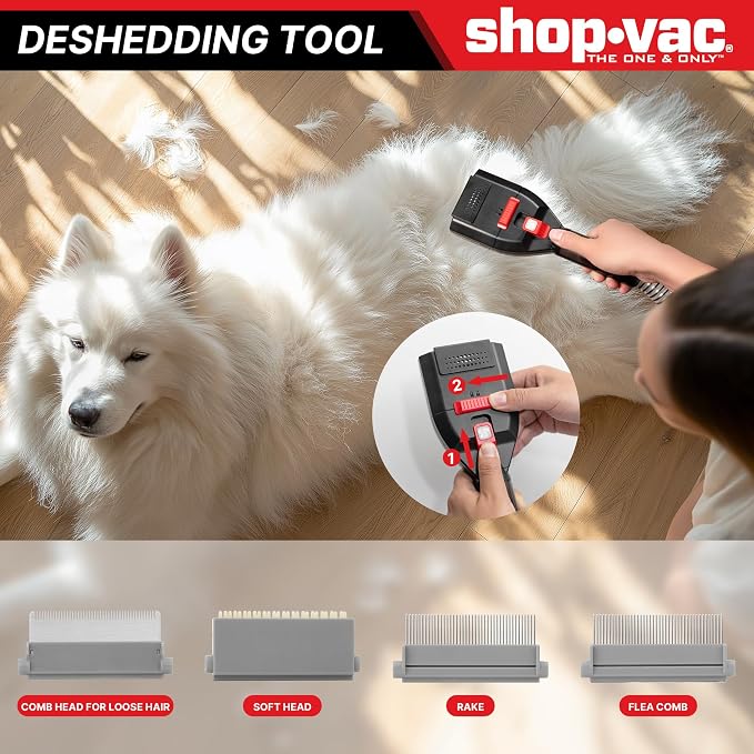 Shop-Vac 4-in-1 Dog Grooming Vacuum, Pet Grooming Vacuum for Shedding