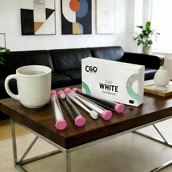 CGO Large Canine Toothbrush 4-piece Set with Ultra-Soft Wavy bristles Design, Gentle Cleaning, Suitable for Large Dogs to Carry During Travel. Includes 4 Individually Packaged toothbrushes