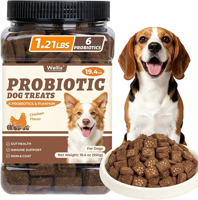 Wellix Probiotics Dog Treats for Digestive Health, Crunchy Dog Biscuits