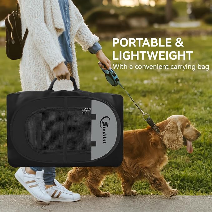 Siedihit Dog Cat Playpen, Puppy Pet Playpen Indoor for Dog Crate Tent Cage Outdoor, Portable Pop Up Dogs Enclosure Kennel with Carrying Case for Dogs/Cats/Rabbits (Dark Grey, Medium)