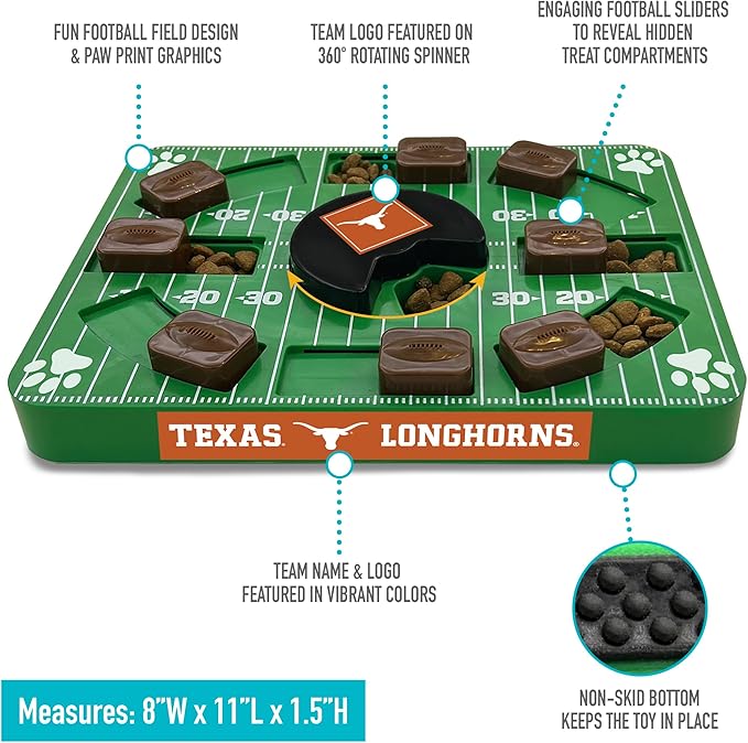 NCAA Puzzle Toy Slow Feeder, Puzzle Treat Dog Toy, Interactive Dog Treat Toy, Dog Puzzle Feeding Slow Toy (Texas Longhorns)