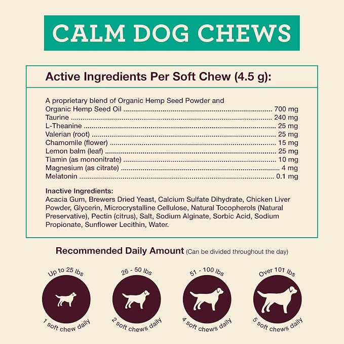 Hemp Well Calm Soft Chews for Dogs, Organic Stress Relief for Pets, 8ct