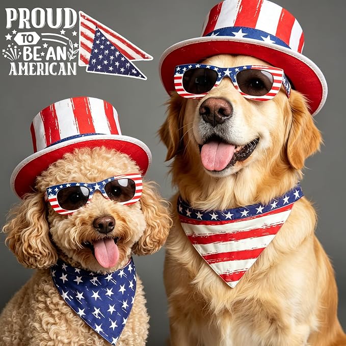 2-in-1 Vintage 4th of July Dog Bandana, Large, Large
