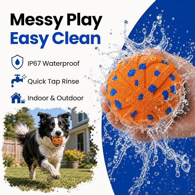 Interactive Dog Toys Ball, Moving Dog Toys to Keep Them Busy | Automatic Self Rolling & Bouncing, 3 Smart Modes, Motion-Activated, Soft E-TPU, for Small Medium Large Dogs, Indoor & Outdoor