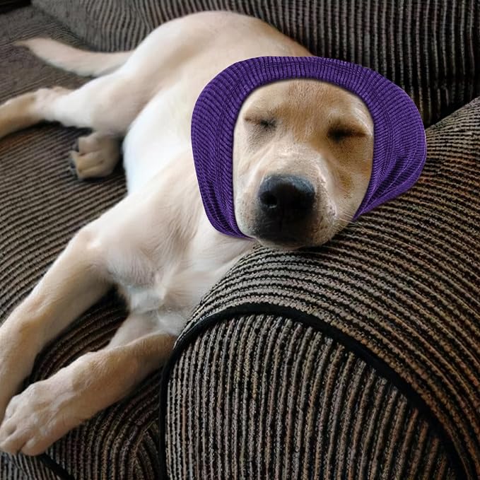 Quiet Ears for Dogs, Rbenxia 1 Piece Dog Ear Cover Hoodies Dog Ear Muffs Headband Noise Ears Protection Warm Winter Scarf (Purple, Large)