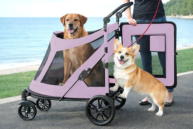 Pet Gear No-Zip Excursion Pet Stroller - Cotton Candy, Dual Entry