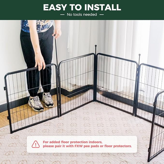 FXW Rollick Unleashed Dog Playpen, 24in, 24 Panels, Small/Puppy, Black