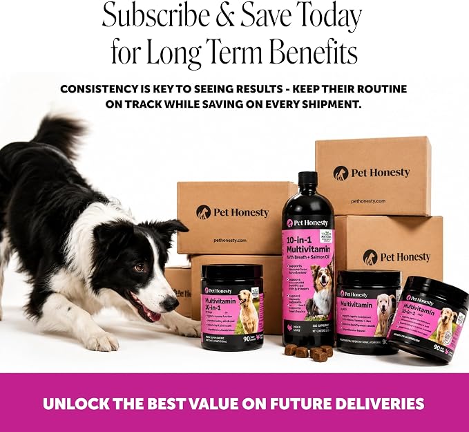 10-in-1 Dog Multivitamin Supplement with Glucosamine & Probiotics - Hip & Joint Support, Digestive Health, Immune Support, Heart & Skin - All-in-One Daily Vitamins & Omega-3s (Peanut Butter, 90 ct)