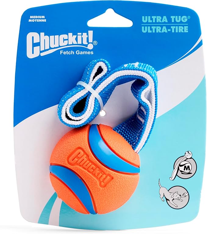 Chuckit! Ultra Tug Dog Toy, Medium, Fetch & Tug Ball for Dogs 20-60 Pounds | A Fun Toy for Interactive Play with Your Dog