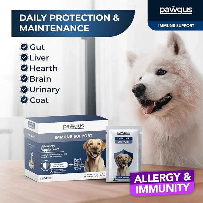 Immune Health Support for Dogs Canine 30 Sachets - Yeast Production Support, Dog Allergy Itch Relief, Skin Allergy Relief, Seasonal Allergy, Daily Vitamins, Fast Recovery -