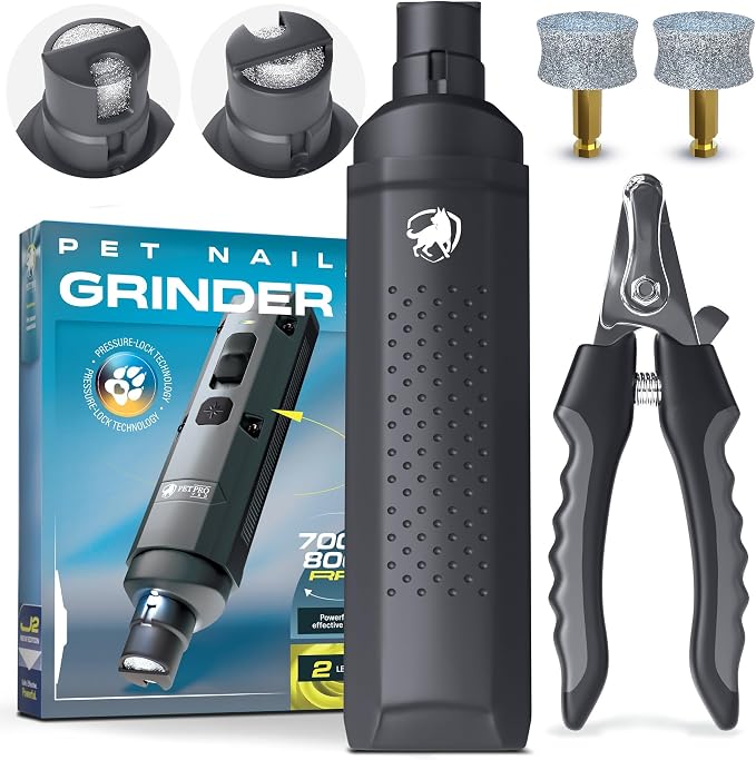 PETPROVED Quiet Dog Nail Grinder, Grey
