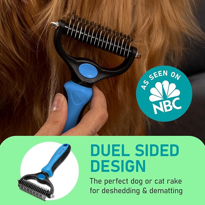 Maxpower Planet Pet Grooming Rake and Dematting Comb, Blue