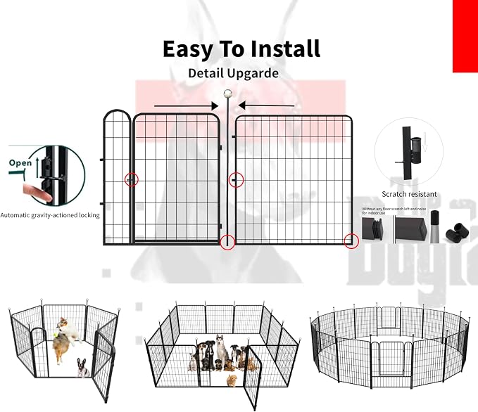 Portable Dog Crates & Playpen, 32'' Metal Pet Pen for Small/Medium Dogs, Indoor/Outdoor, Easy-Carry Straps, Rustproof, One Door