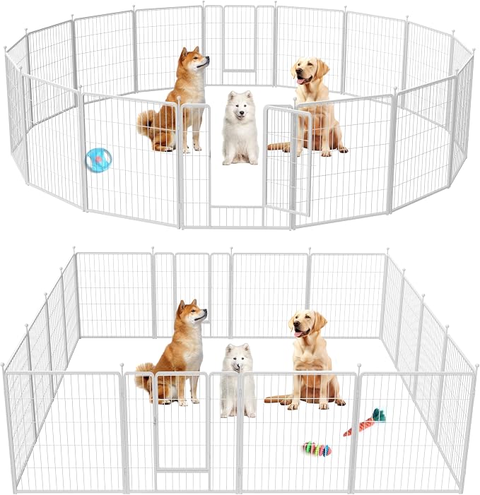 HealSmart Dog Playpen, 32in 16 Panels, White