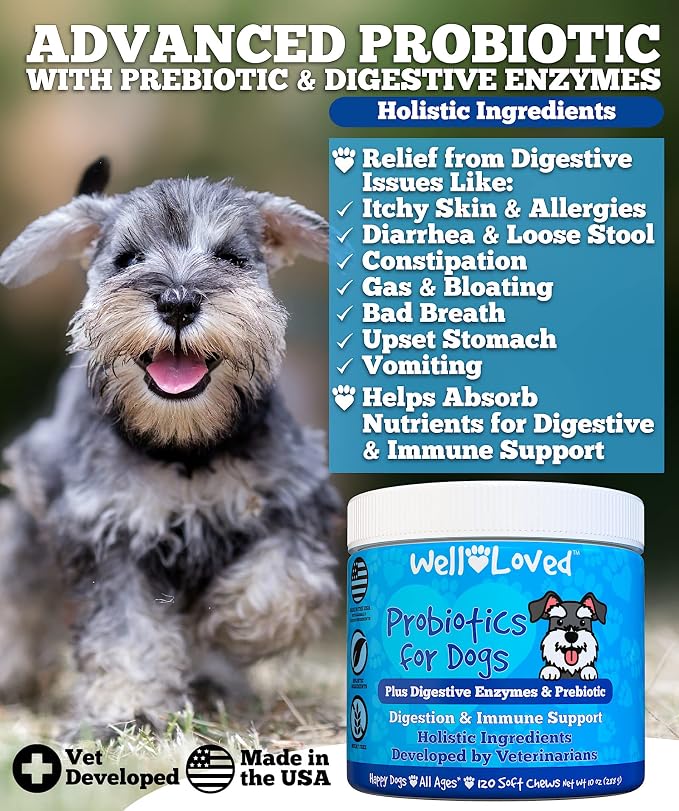 Well Loved Probiotics for Dogs, Dog Probiotics, Made in USA, Vet Developed