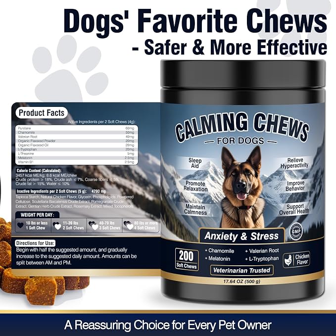 200ct Dog Calming Soft Chews, Chicken, Melatonin, 200-Pack, 200ct