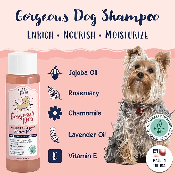 Bobbi Panter Whitening Dog Shampoo Aloe Vera, Chamomile, Jojoba & Lavender – Brightening Natural Formula for All Coats, Enhances Shine & Softness, Tear-Free, 20:1 Concentrate, 13 oz (Case of 12)