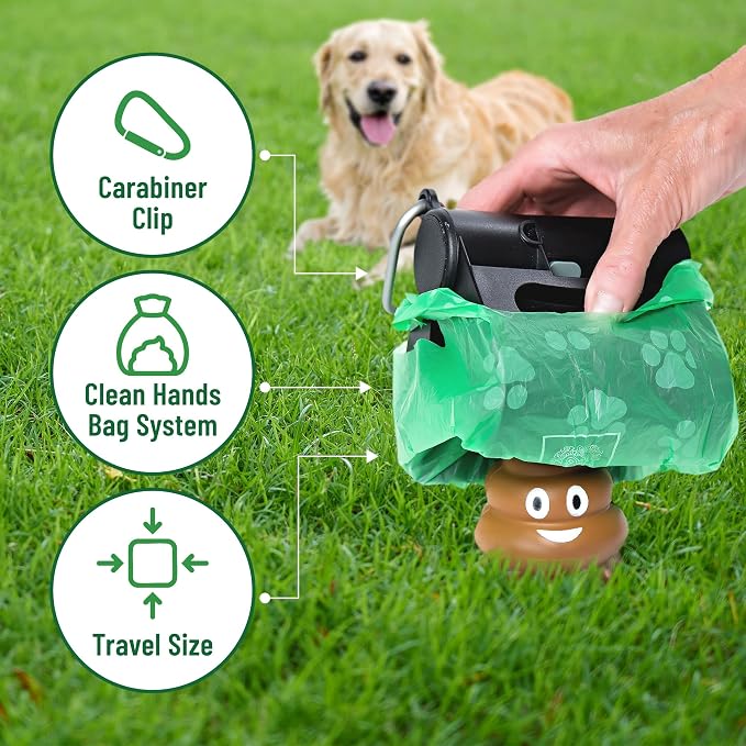 Small Pet Select Pooper Scooper, Dog Poop Scoop w/Bags for Pet Waste, Portable Design with Leash Clip and Bag Dispenser