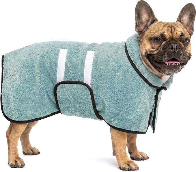 Bienbee Dog Bathrobe, Quick Drying Super Absorbent Pet Robes for Small Medium Large Dogs, Drying Coat for After Bath & Swim, Warm & Cozy Dogs Towels, Dog Puppy Bath Supplies, Light Green M