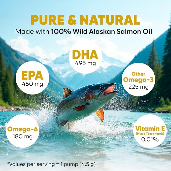 ZENO Wild Alaskan Salmon Oil for Dogs & Cats - Pure Fish Oil for Dogs with Omega 3, EPA & DHA Supplements for Skin & Coat, Joint and Brain Support, Heart & Immune System - 8.5 oz