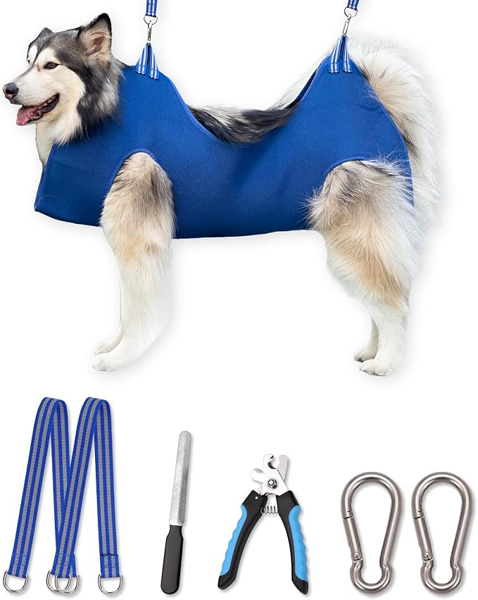 Kkiimatt 10-in-1 Pet Grooming Hammock - XXXL/Under 130lb Blue